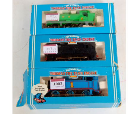 Hornby R351 'Thomas the Tank Engine', R382 'Duck' and R317 'Diesel' locomotives, some buffers/small parts missing, otherwise 