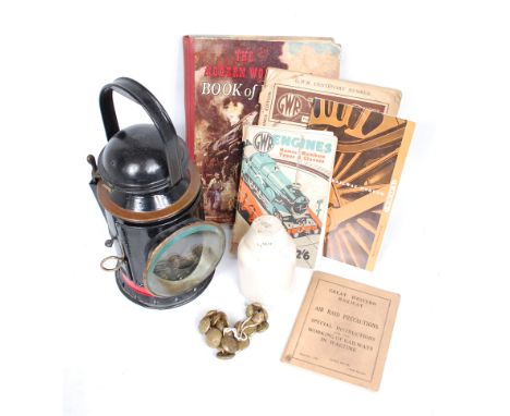 Railway Interest Group, to include BR 3 Aspect Hand Lamp, with burner and all glazing, a GWR insulator, collection of GWR But