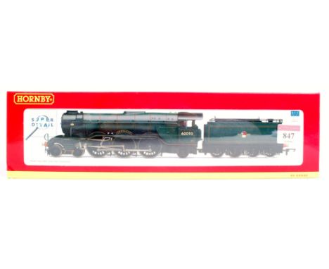 A Hornby R3013 BR lined green class A3 engine and tender double chimney 60093 'Coronach', with instructions, DCC ready (M-BM)