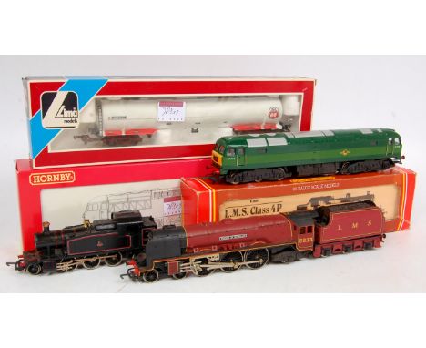 Hornby R2576 'Trainload' class 56 diesel locomotive (G-BG) BR two-tone green class 47 diesel locomotive (G), LMS black 2-6-4 