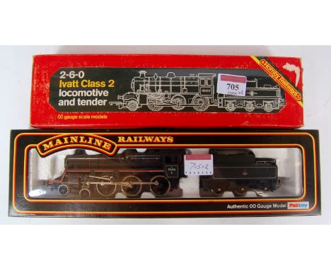 A Hornby R857 Ivatt class 2 engine and tender (G-BG), together with Mainline 37-052 standard class 4 engine and tender (G-BG)
