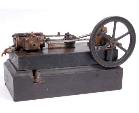 Scratch built, horizontal engine, vintage components, looks prewar with clad single cylinder 1 inch bore x 1 3/4 inch stroke,