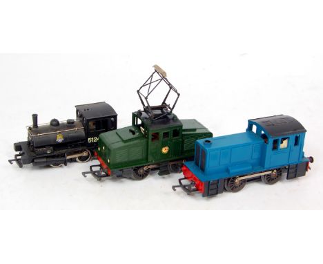 Mixed interest lot, Triang BR green steeple cab electric locomotive (G), a blue 0-4-0 diesel shunter North British type (G) a