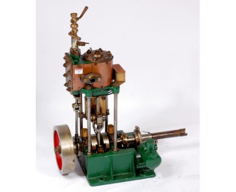A single cylinder vertical marine engine, comprising of single vertical cylinder supported on 4 turned columns, fitted with s