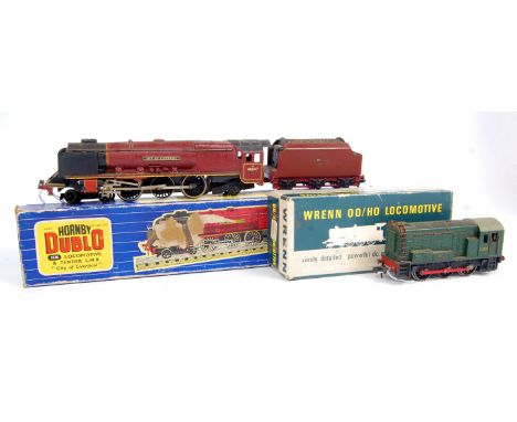 A Hornby Dublo 2-rail "City of Liverpool" engine and tender (F-BP) together with an 0-6-0 diesel shunter, 2 rail in Wrenn box