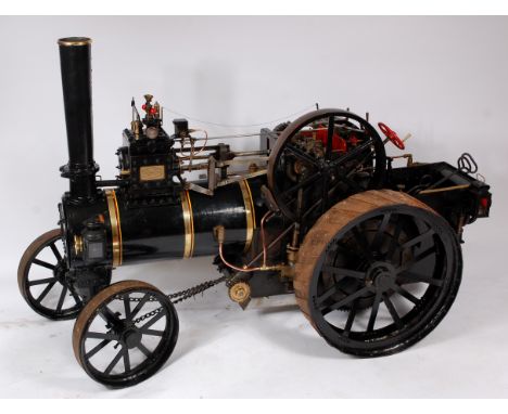 A very well engineered 4 inch scale Durham and North Yorkshire Traction Engine, finished in black with copper bound boiler, d