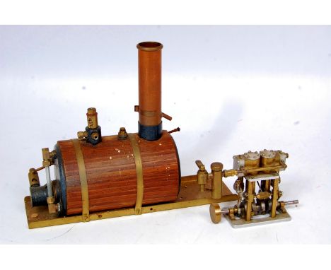 Part Complete and Complete Live Steam Group, 2 examples to include a part complete wooden clad horizontal boiler, with chimne