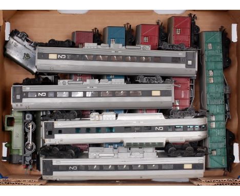 5 Triang bogie utility vans mixed liveries (G), early Princess engine and tender green livery (P), 0-4-0 industrial tank engi