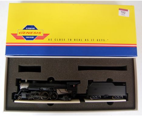 A Genesis H0 undecorated black USRA 4-6-2 engine and tender (NM-BNM)