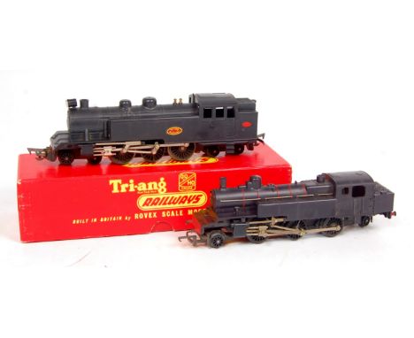 A Triang black TC series 4-6-4 tank engine missing rear headlamp and in wrong box (G-BG) together with a French 2-6-2 prairie