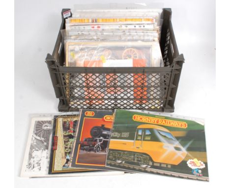 A quantity (50+) of catalogues and other ephemera by Hornby, Triang, Hornby Dublo, Bachmann, Peco, Jouef etc (G)