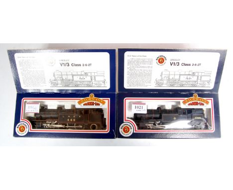 A Bachmann 31-603 V1 Class 2-6-2T, LNER black No. 466, and 31-605 V3 class 2-6-2T BR black No. 67610 (both G,BG)