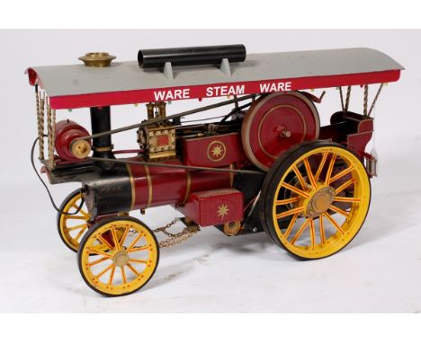 Maxitrak 1 inch scale Burrell of Thetford Showman's Engine, gas fired example finished in maroon and yellow with grey lift of