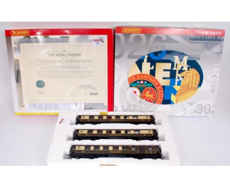 A Hornby R2599M The Royal Wessex Train Pack (NM-BNM), BR Merchant Navy class engine and tender 'Lamport & Holt Line' and 3 Mk