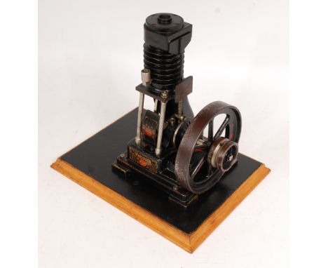 A very rare Ernst Plank German hot air engine, early 20th century vertical design and example, having an air cooled single cy