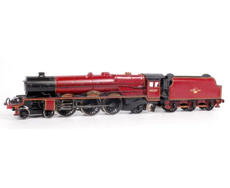 A scratch built 4-6-2 engine and tender BR maroon No. 46207 'Princess Arthur of Connaught', missing one front buffer head (G)