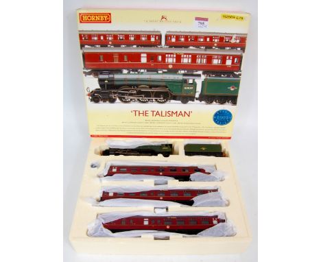 A Hornby R2569 'The Talisman' train pack containing BR green class A3 engine and tender 'Sandwich' and 3 Mk1 maroon coaches, 