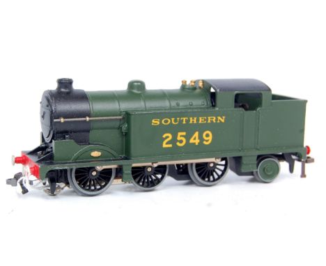 A Hornby Dublo EDL17 tank engine repainted and presented as Southern olive green No. 2549 (VGR)