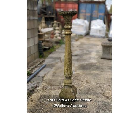 *RECONSTITUTED STONE CANDLESTICK, 126CM (H), TOP: 22CM X 22CM, BASE: 23CM X 23CM / COLLECTION LOCATION: ALBOURNE (BN6), FULL 