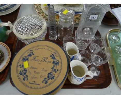 Parcel of glassware including glass table clock, china etc