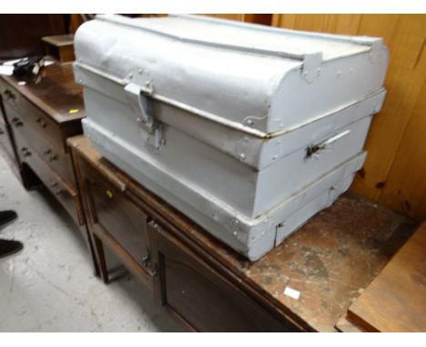 Sundry items of vintage bedroom furniture & a painted metal trunk