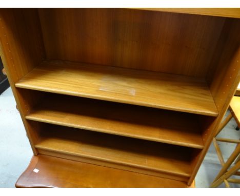 A mid-century open bookcase & a reproduction coffee table