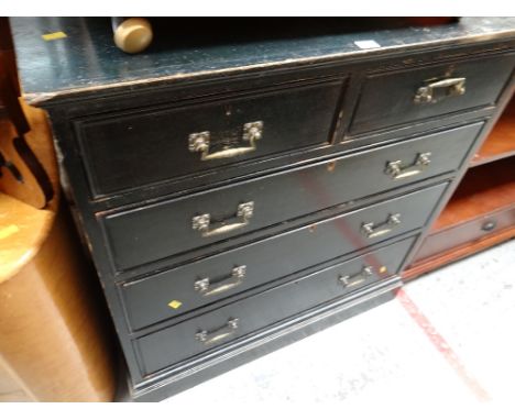 A good vintage painted pine chest of three-long & two-short drawers