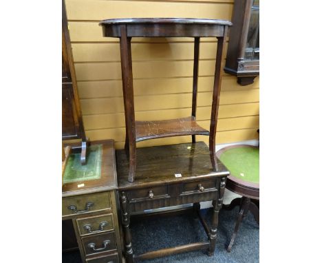 A vintage reproduction single-drawer hall table & another