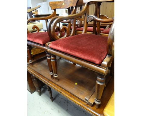 An antique extending walnut dining table &amp; a set of eight railback chairs