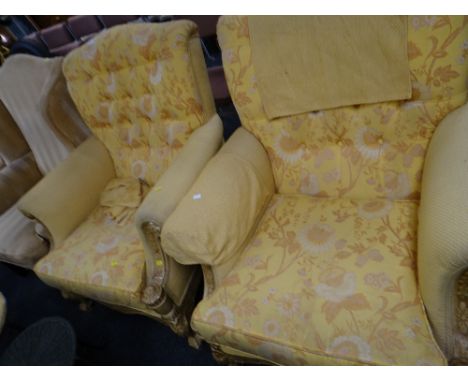 A pair of vintage ornate gesso decorated Italian armchairs
