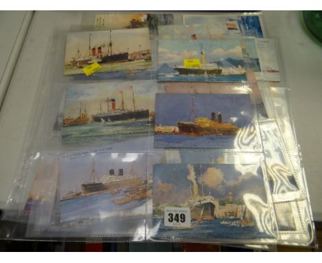 A quantity of vintage maritime postcards by marine artist Charles Dixon including White Star &amp; Red Star line