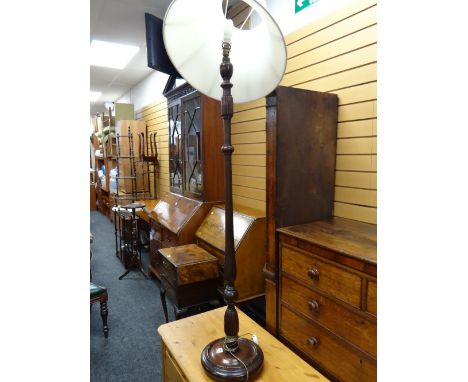 A reproduction mahogany standard lamp & shade