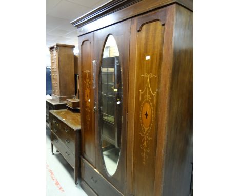 A mahogany mirrored wardrobe & dressing table