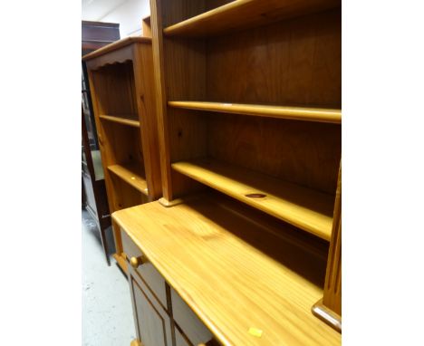 A mixed lot of mainly modern furniture including pine bookcase, pine dresser, drop leaf table etc