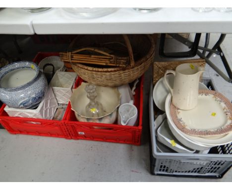 Various household pottery, an Adams-ware planter etc
