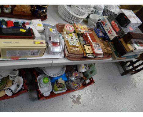 Sundry vintage car models & a quantity of playing card games, scorers & board games 