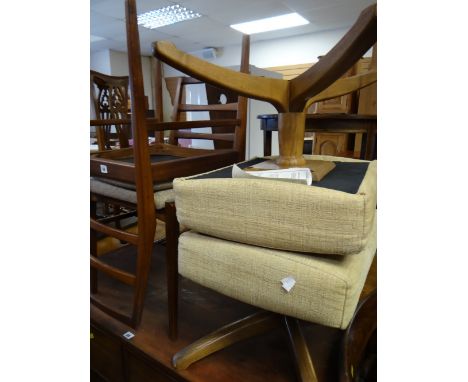 A set of five mid-century ladderback chairs &amp; a pair of modern Ercol foot stools
