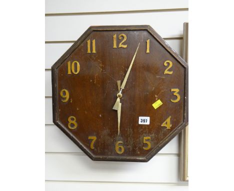 A vintage octagonal wooden wall clock