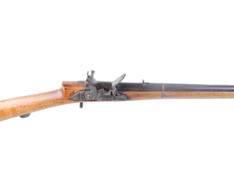 Indo Persian late 18thC flintlock hunting rifle, 40 ins full stocked barrel with fluted muzzle, ramrod, steel lock, button tr