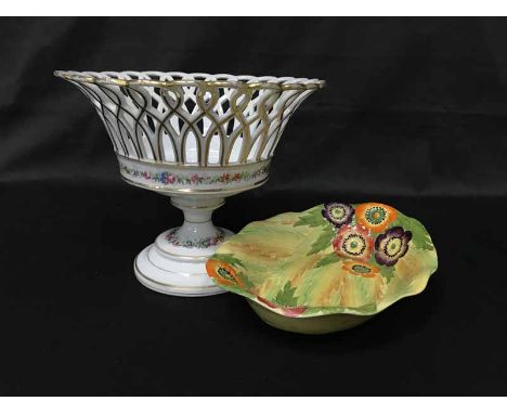 CERAMIC BASKET AND CARLTON WARE DISH