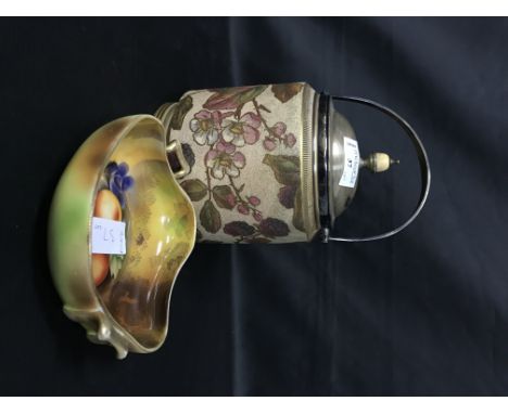 CONTINENTAL CERAMIC CASKETalong with a late 19th century biscuit barrel, comports and plates 