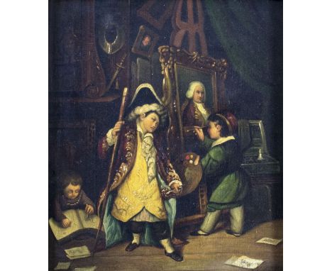 ARTIST: L Battoni (Italian, 19 century)NAME: Young ArtistMEDIUM: oil on canvasCONDITION: Very good. No visible inpaint under 
