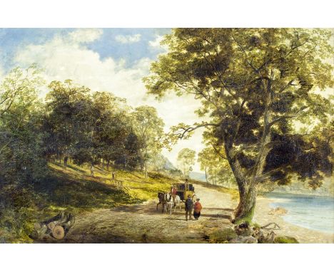 ARTIST: George Vicat Cole (British, 1833 - 1893)NAME: Landscape with Horse Drawn CarriageMEDIUM: oil on canvasCONDITION: Reli