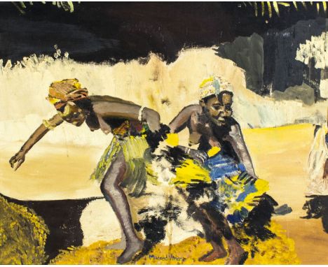 ARTIST: Mildred Vines (American, mid 20 century)NAME: African WomenMEDIUM: oil on canvas boardCONDITION: Few minor scrathes/p