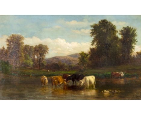 ARTIST: Samuel Lancaster Gerry (Massachusetts, 1813 - 1891)NAME: Landscape with CowsMEDIUM: oil on canvasCONDITION: Missing o