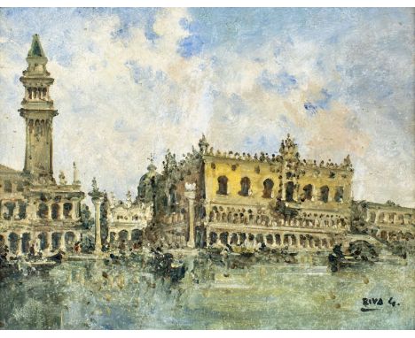 ARTIST: Giovanni Riva (Italian, 1890 - 1973)NAME: Venice CityscapeMEDIUM: oil on canvasCONDITION: Minor flaking. Very minor c