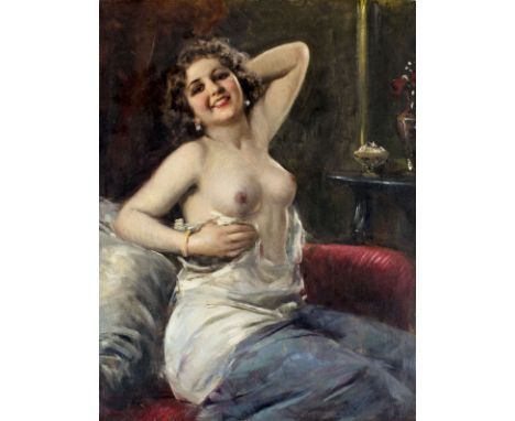 ARTIST: Attilio Toro (Italian, 1892 - 1982)NAME: NudeMEDIUM: oil on canvasCONDITION: Relined. One inpainted area 1" x 2" (upp