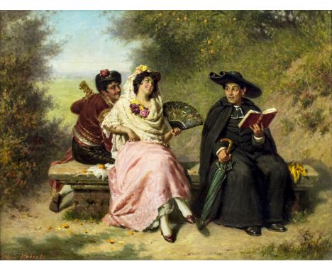 ARTIST: Edwin Thomas Roberts (British, 1840 - 1917)NAME: Merry and Wise (titled on verso)MEDIUM: oil on canvasCONDITION: Very