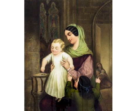 ARTIST: Adolf Theer (Austrian, 1811 - 1902)NAME: Woman and Child in ChurchYEAR: 1849MEDIUM: watercolor on paperCONDITION: Min