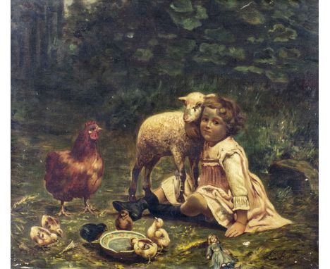 ARTIST: - (American, 19 century)NAME: Country SceneMEDIUM: oil on canvasCONDITION: One puncture. Some flaking in lower corner